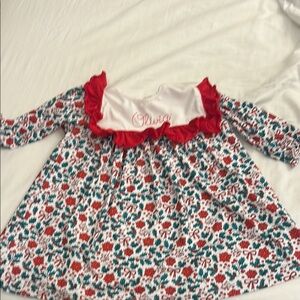 Floral Dress with Red Ruffle Collar